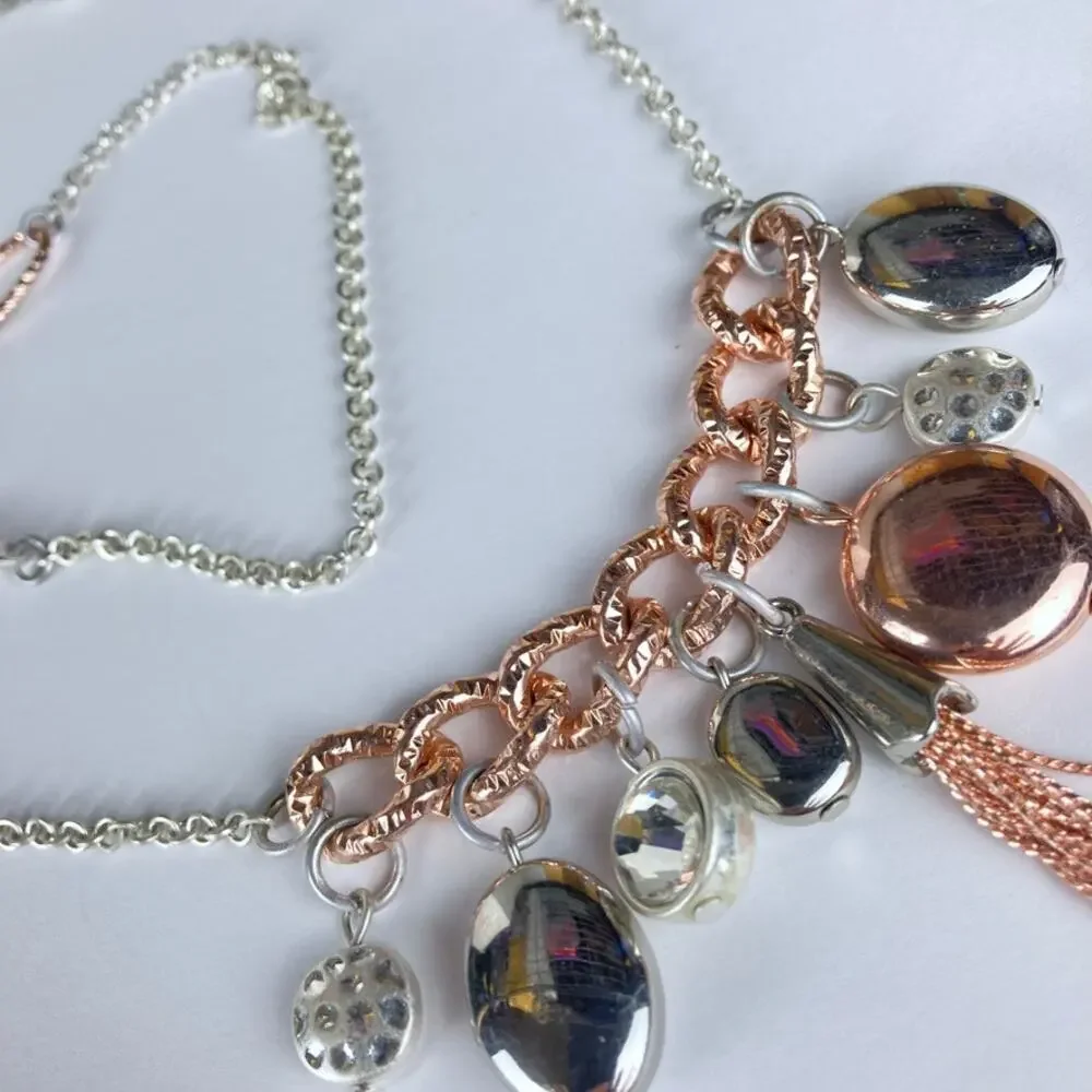 CATO mixed metals and rhinestone accent statement necklace